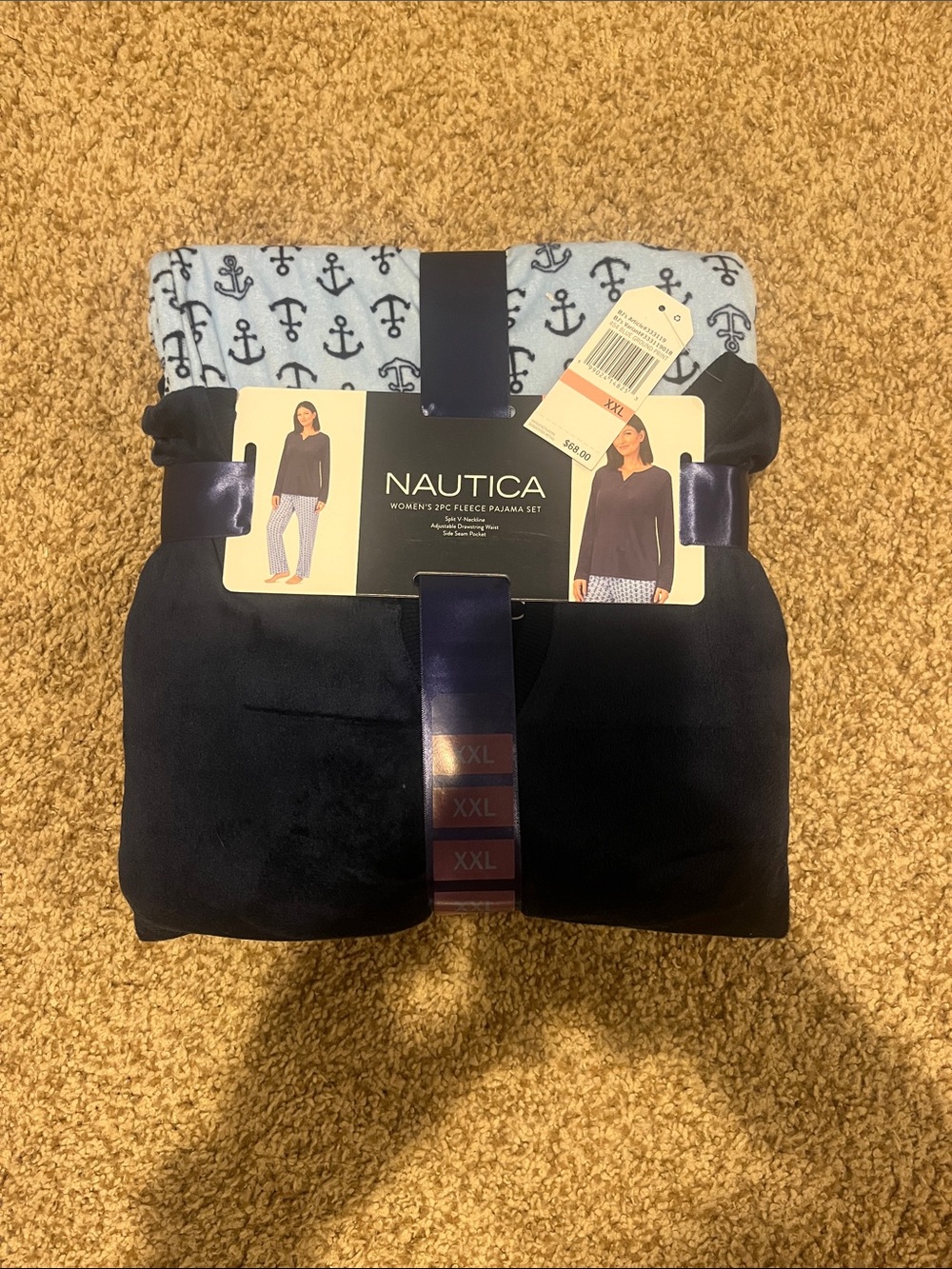 Nautica Women's Navy & Light Blue Anchor Fleece Pajama Set